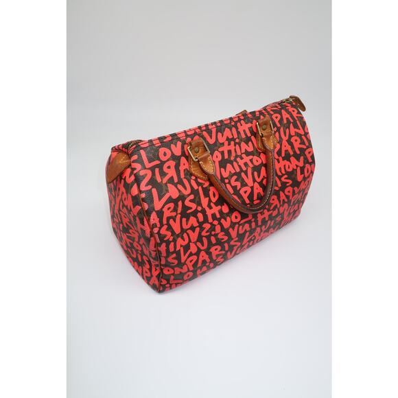 Louis Vuitton Leather Speedy30 Pink Graffiti Monogram Hand Bag Brown - Picture 10 of 13